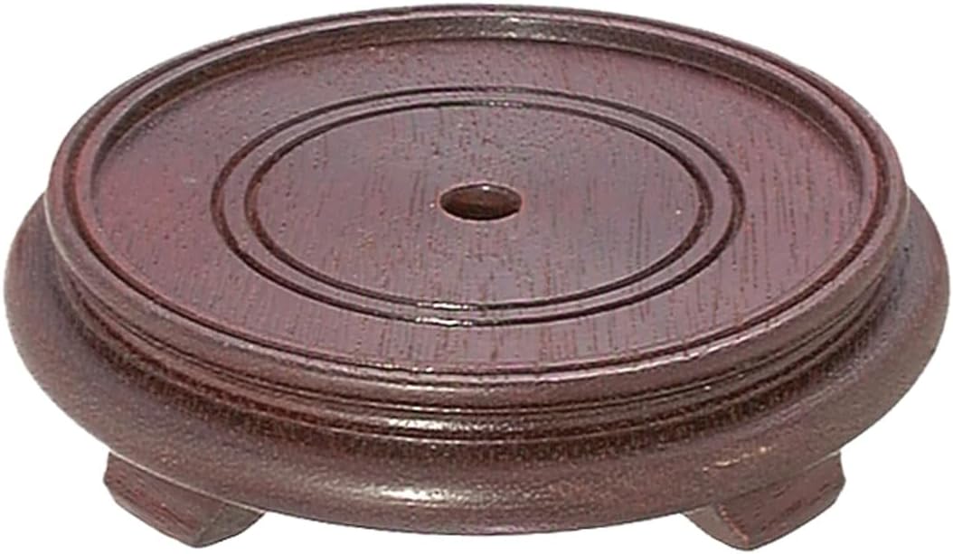B&P Lamp® 5 Inch Top Inset Diameter Oriental Wooden Base, Waxed Rosewood Finish