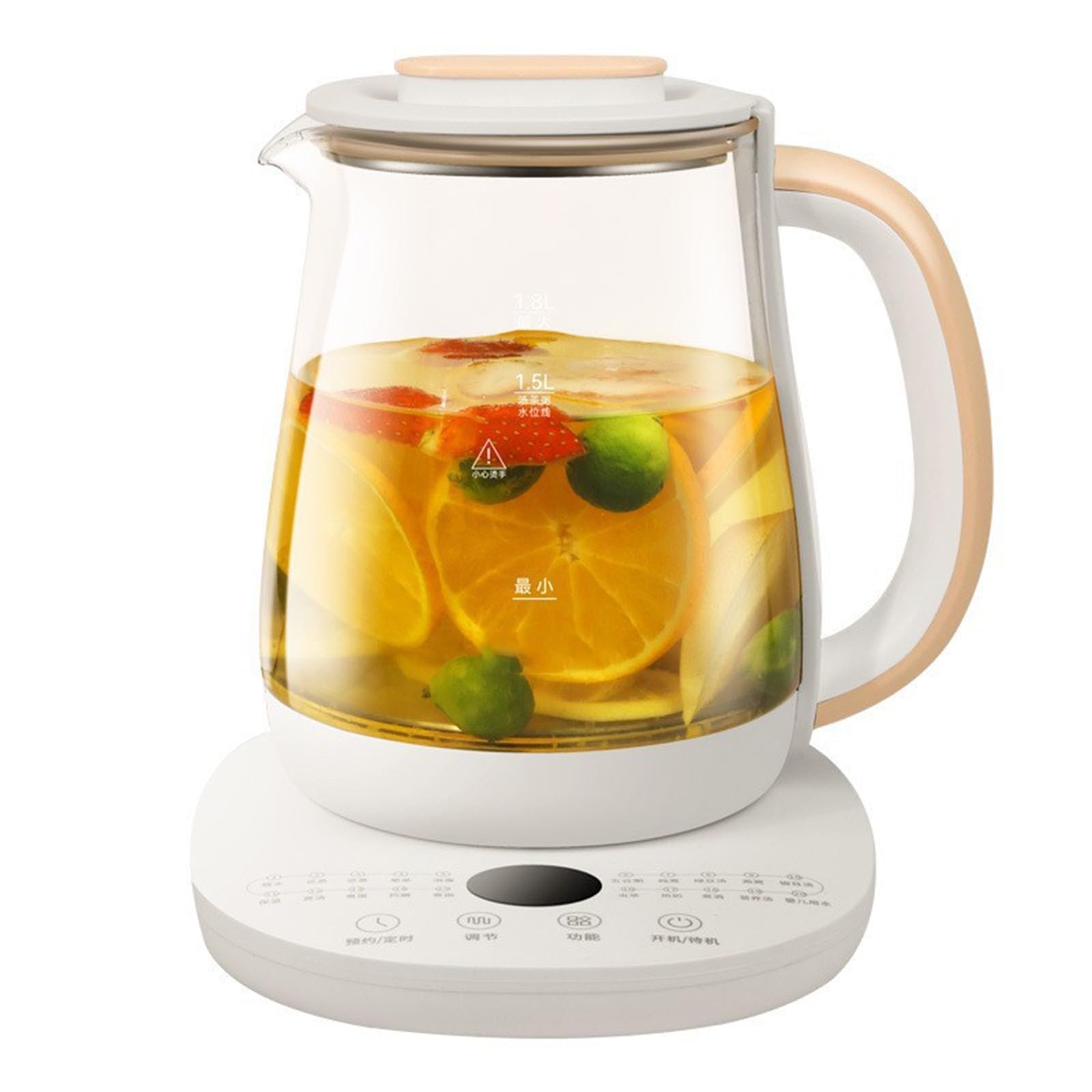 Health Jar, Multifunctional Kettle, 1.8L Household Glass Health Jar, Teapot, Electric Hot Water Kettle, Functional Health Care Pot White