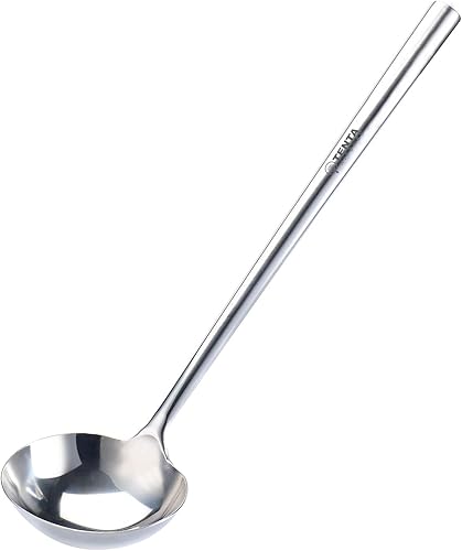 Tenta Kitchen Cuchara profesional grande de acero inoxidable para servir – Cucharón de salsa para sopa para comedor escolar, cocina de hotel,