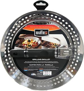 Mr. Bar-B-Q 12" Stainless Steel Skillet, Deep Fryer Strainer for Seafood, Vegetable Grill Basket w/Removable Handle Stainless Steel for BBQ Grill, Camping, Backpacking, Grilling Accessories 06753Y