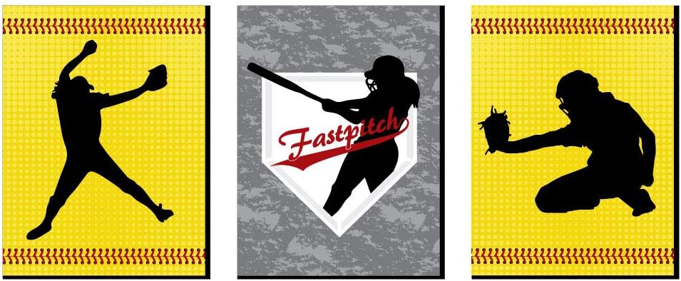Big Dot of Happiness Grand Slam - Fastpitch Softball - Sports Themed Nursery Wall Art, Kids Room Decor and Game Room Home Decorations - Gift Ideas - 7.5 x 10 inches - Set of 3 Prints
