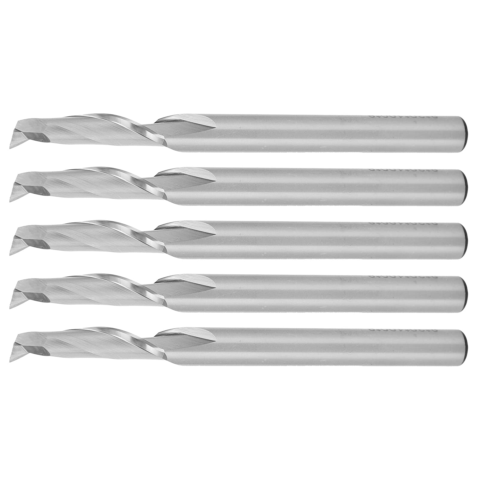 Juego de 5 brocas de grabado de fresa en espiral de flauta única de acero de alta velocidad para fresadora CNC y carpintería