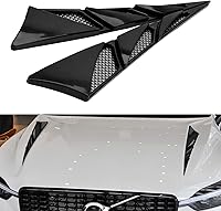 Vista 1 de 2 piezas de ventilación lateral de modificación de automóvil, branquias de tiburón para cuchara de capó, color negro