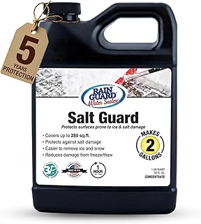 Rain Guard Water Sealers SP-1004 Salt Guard Concentrate Makes 2 Gallons - Clear Natural Finish - Penetrating Protection for Concrete and Masonry from Road Salt, Freeze Thaw, and Ice Damage