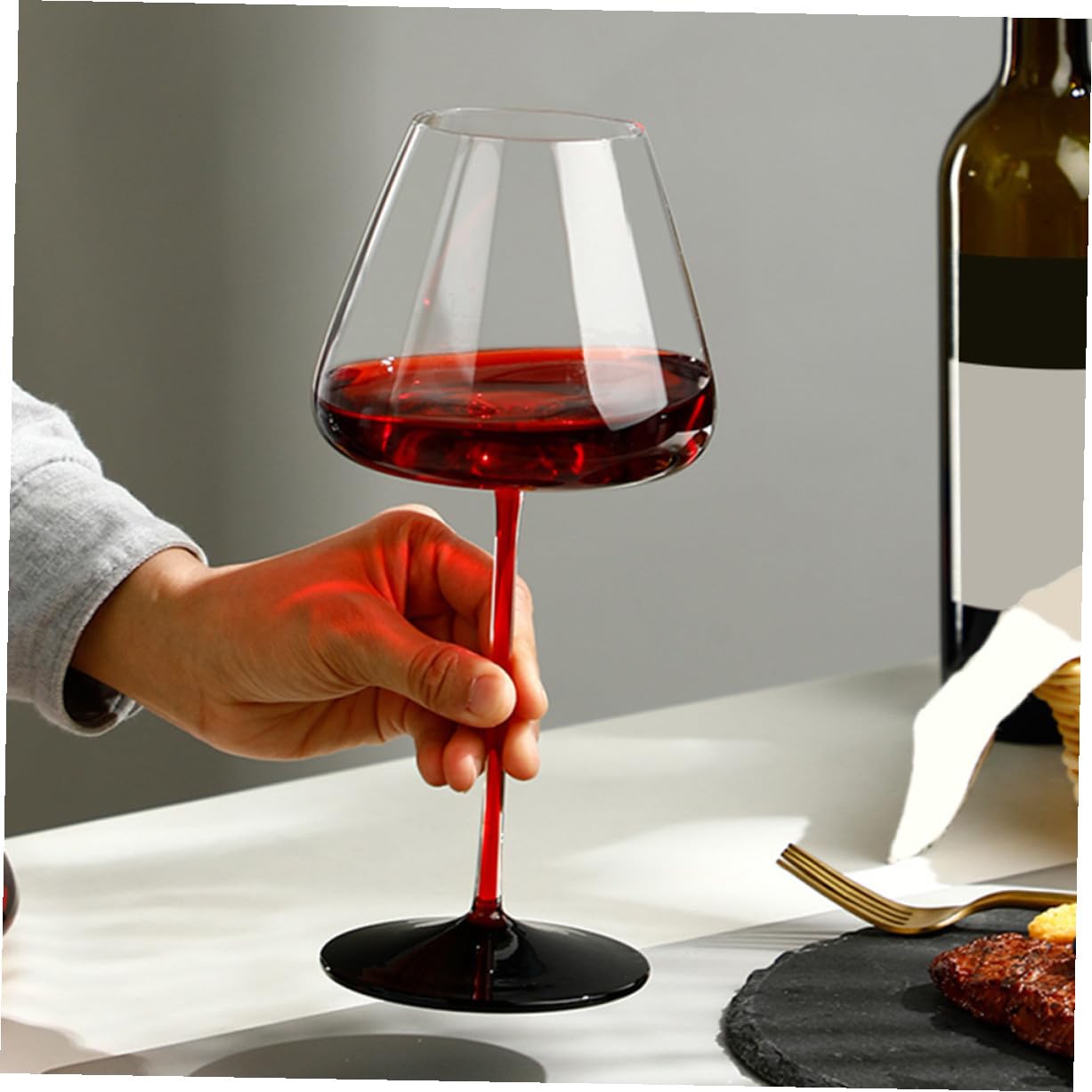 STOBAZA 2 Stück Zweiteiliges Halloween Weinglas Rotwein Gläser mit Vampirmotiv Langlebige Glas Goblets für Party Fest und Zuhause Stilvolle Bar Trinkbecher in Schwarz und Rot