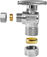 Vista 6 de Paquete de 4 válvulas de parada angular, válvulas de cierre de agua de 1/4 de giro, entrada de compresión nominal de 1/2 pulgada