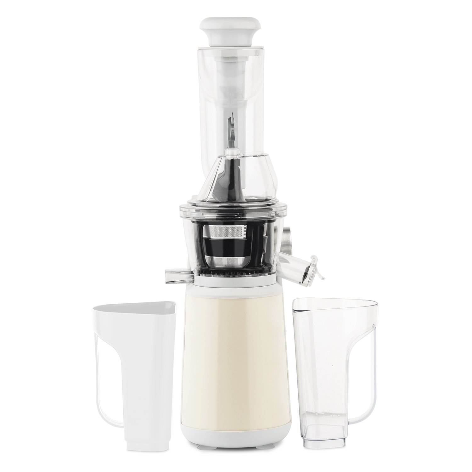 H.Koenig GSXR1952 Estrattore di succo,3 Filtri per succo,Tubo Extra Large, 60 giri/min, Spremitura Lenta, Acciaio Inox, BPA Free 1L, 400W