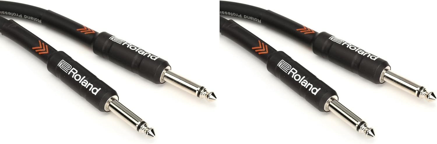 Roland Black Series Instrument Cable, Straight/Straight 1/4-Inch Jack, 10-Feet (Pack of 2)