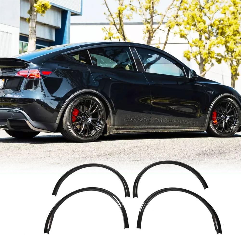 Gloss Black Wheel Arch Flares for Tesla Model Y Sedan 4-Door 2019-2024 Sport Utility 4-Door Car Wheel Eyebrow Arch Trim Lips Fender Flares Protector Factory Outlet