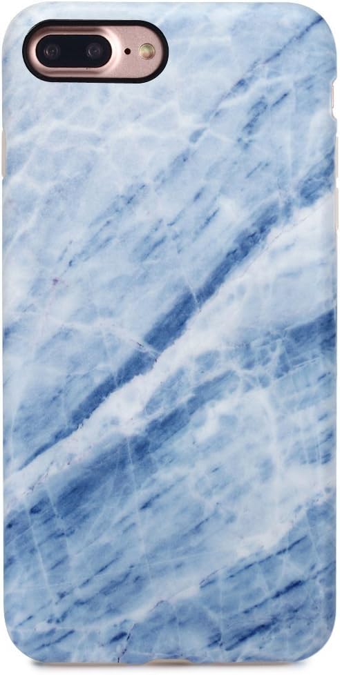 GOLINK iPhone 7 Plus Case/iPhone 8 Plus Marble Case, Matte Marble Series Slim-Fit Anti-Scratch Shock Proof Anti-Finger Print Flexible TPU Gel Case for iPhone 7/8 Plus - Blue Line Marble