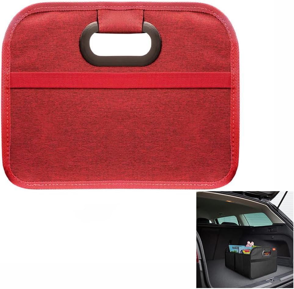 Car Boot Organiser for BMW X1 (E84 F48 U11 2009-2025 2026),Foldable Storage Box With Elastic Band,Compact Cargo Tidy Bag,Heavy Duty Interior Accessories,Red