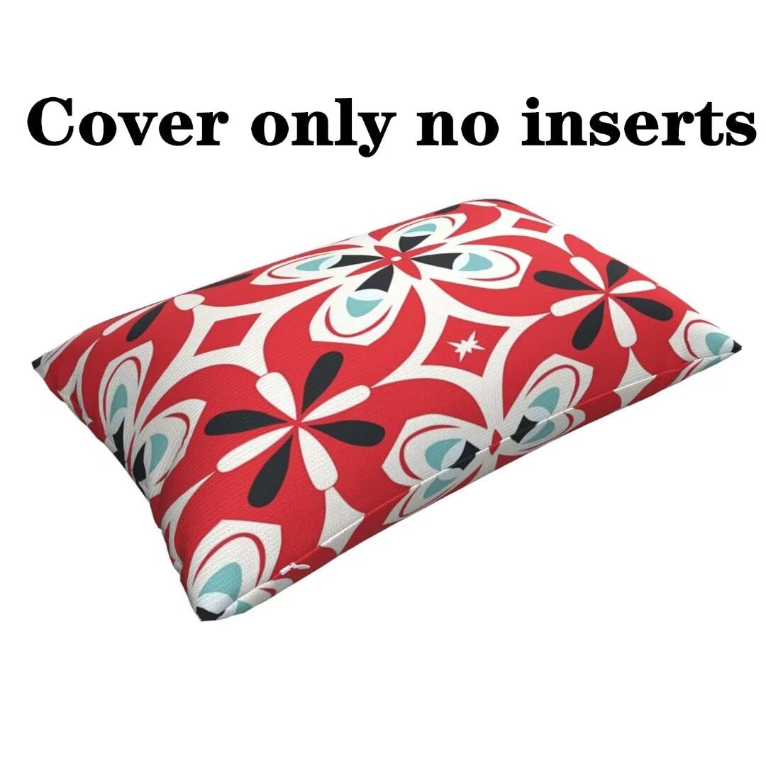Cuscini Esterno Impermeabili 2 Pack Rosso Federe Cuscini Divano 60x90 cm, Estate Cuscini per Divano Esterno Giardino, Lounge Cuscini per Divano Boho Cuscini Decorativi, per Auto Balcone Patio -DF469