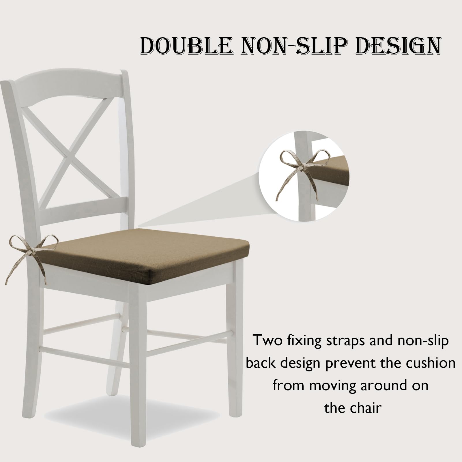 Basic Beyond Cuscini Per Sedie Da Pranzo In Memory Foam, Confezione Da 4, 40x40 Cm Con Lacci E Retro Antiscivolo, Grigio Chiaro