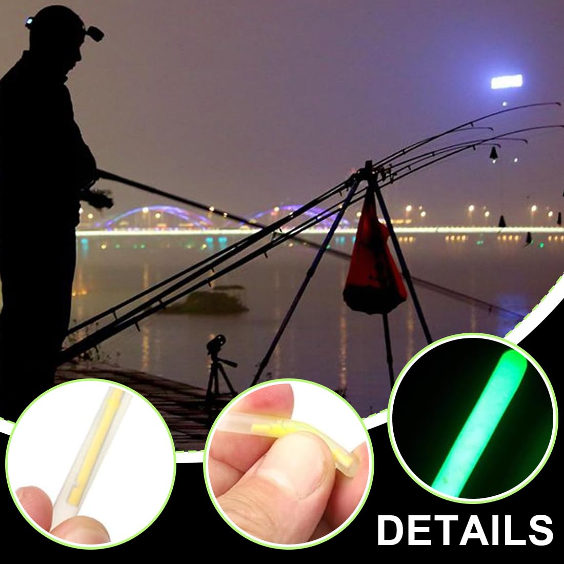 WUSJCOF Luz de Pesca Nocturna, Barras Luminosas Fluorescentes para Cañas de Pescar, Accesorios Duraderos para Pesca Nocturna, Barras de Luz Verde (30 Piezas)