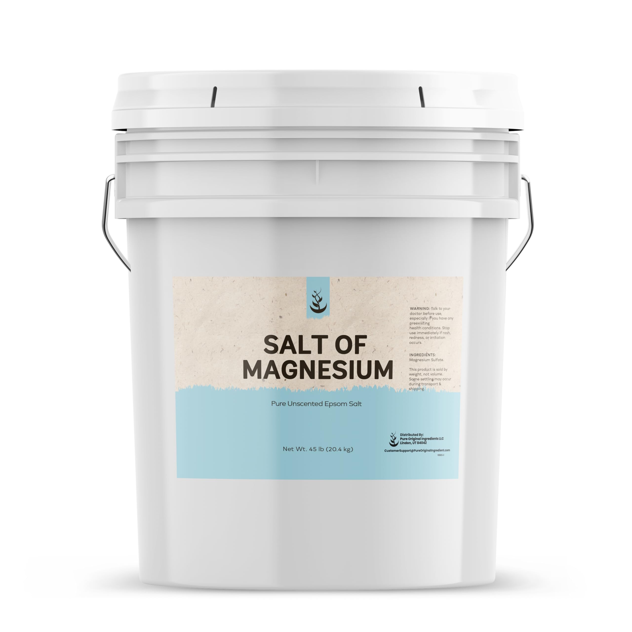 Pure Original Ingredients Salt of Magnesium (5 Gallon) Pure Epsom Salt, Unscented, Natural Skin Scrub