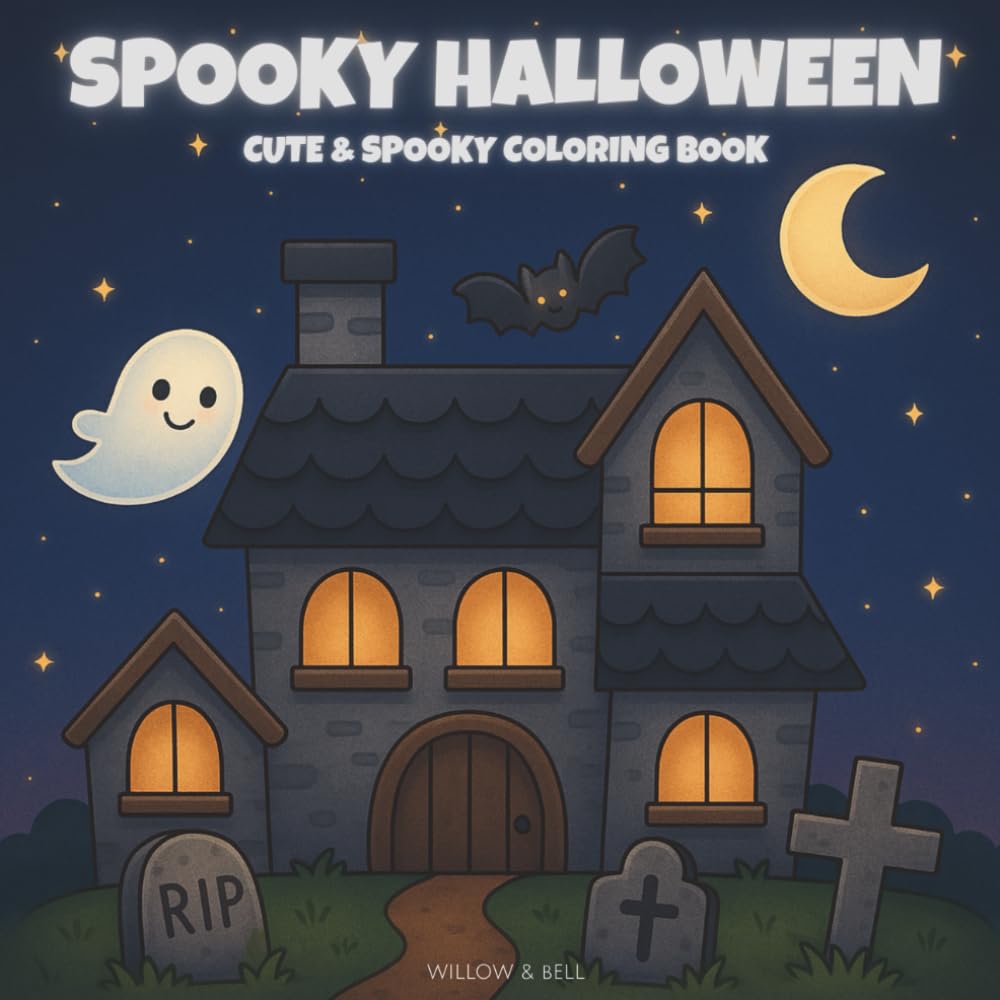 Spooky Halloween: Cute & Spooky Coloring Book for Adults, Teens & Children. 40 Spooky Coloring Pages