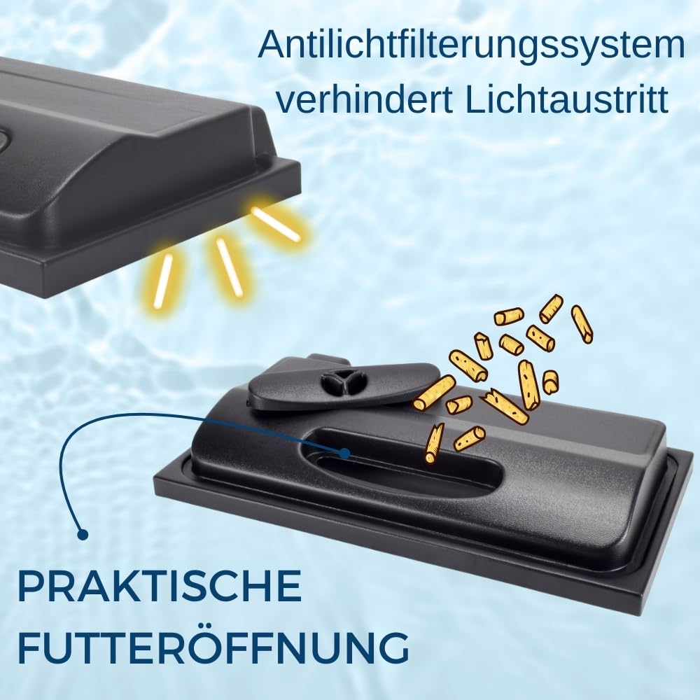 GarPet Aquarium Abdeckung LED 60x30 cm Schwarz Mit Licht Terrarium Beleuchtung