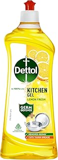 Dettol Dishwash liquid and Kitchen Gel || Cuts Tough Grease || Remove germs || Lemon Fragrance || 750ml (Bottle)