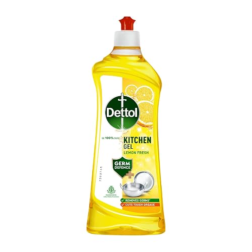 Dettol Dishwash liquid and Kitchen Gel || Cuts Tough Grease || Remove germs || Lemon Fragrance || 750ml (Bottle)
