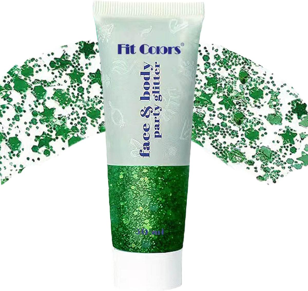 MEICOLY Green Body Glitter,Face Glitter Gel,Mermaid Sequins Liquid Holographic,Face Eye Lip Hair Music Festival Rave Accessories Makeup,Sparkling Body Glitter Gel for Women,50ml