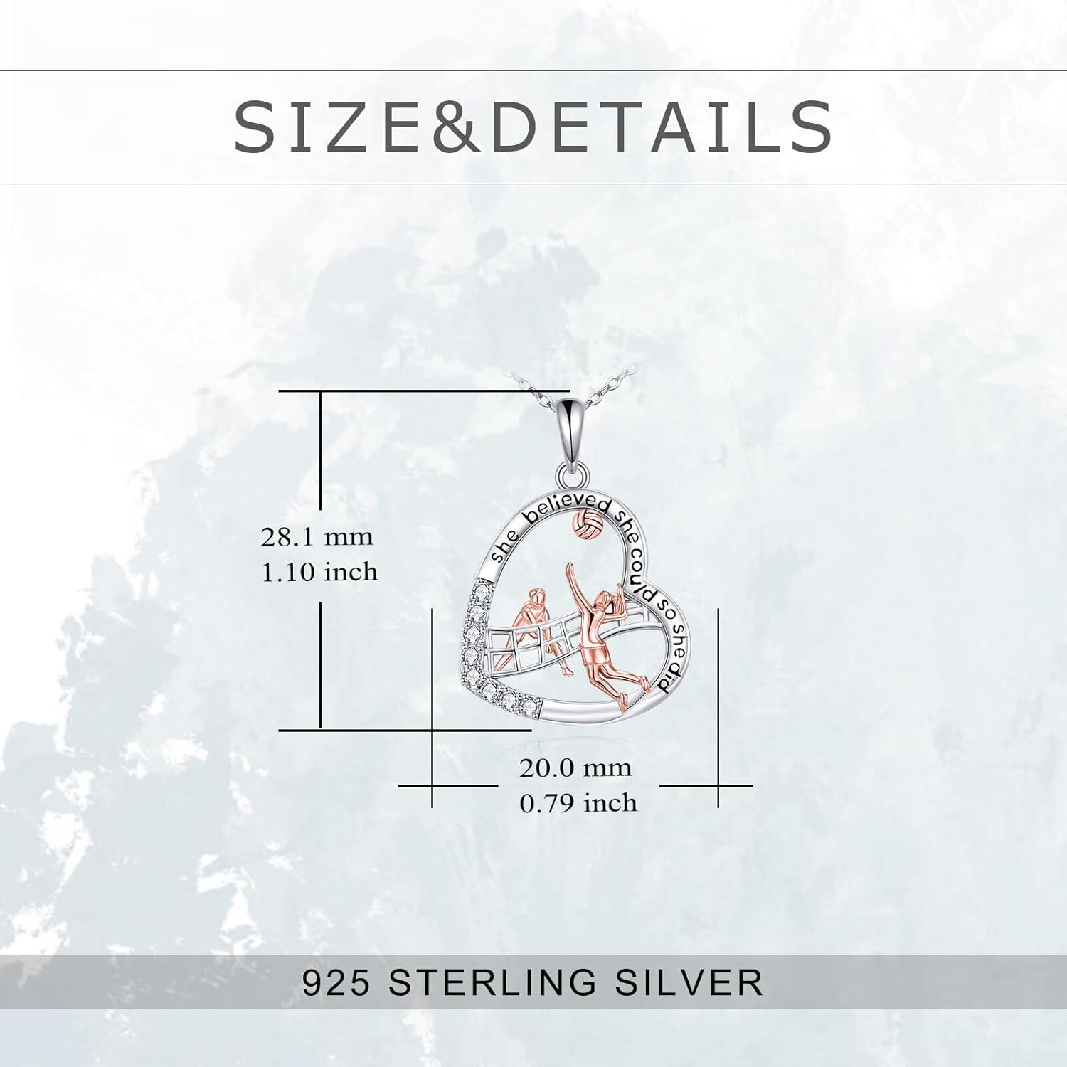 POPLYKE Volleyball Necklace 925 Sterling Sliver Volleyball Pendant Sports Jewelry Gifts for Women Mom - Image 5