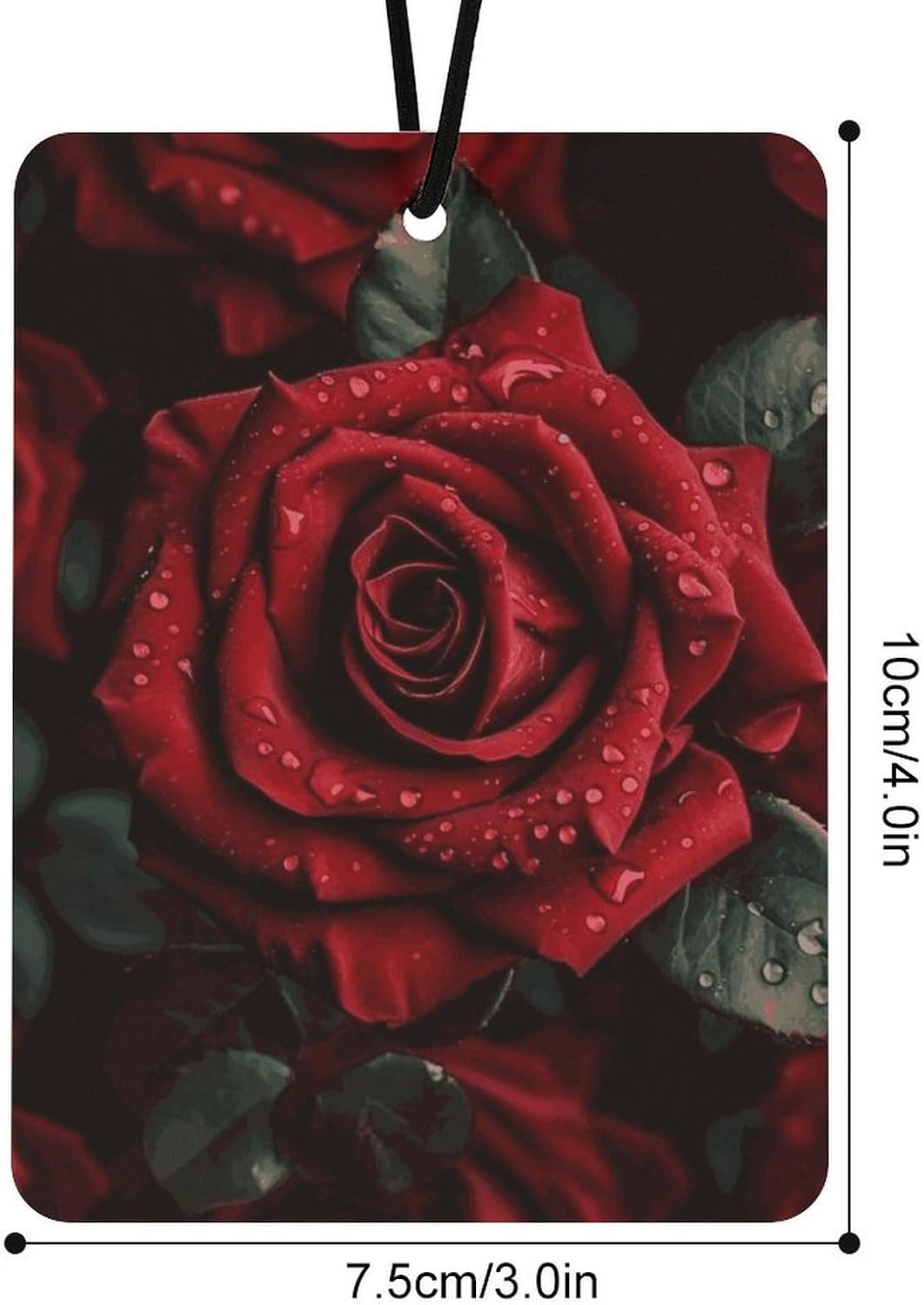 3PCS Red Rose Car Air Freshener Hanging Scented Cards Cute Gray Car Fresheners Long Lasting New Cars Scents for Women Men Natural Air Freshener with Lanyard Automotive Freshies