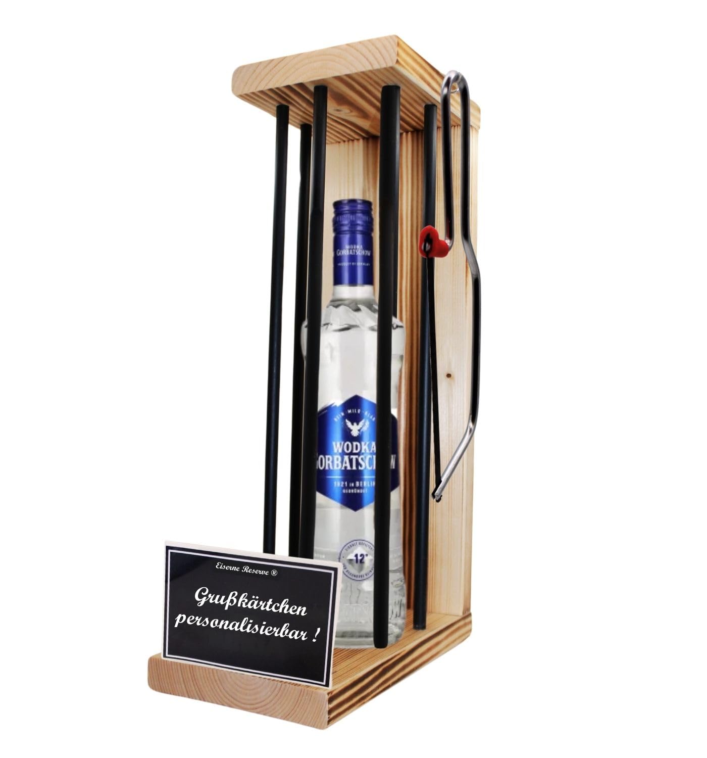 Personalisierte Geschenke für Männer Frauen Geschenkidee mit Namen - Eiserne Reserve Black Edition Wodka (1 x 0.70 l) incl. Notsäge - Papa Mama Geburtstag Hochzeit