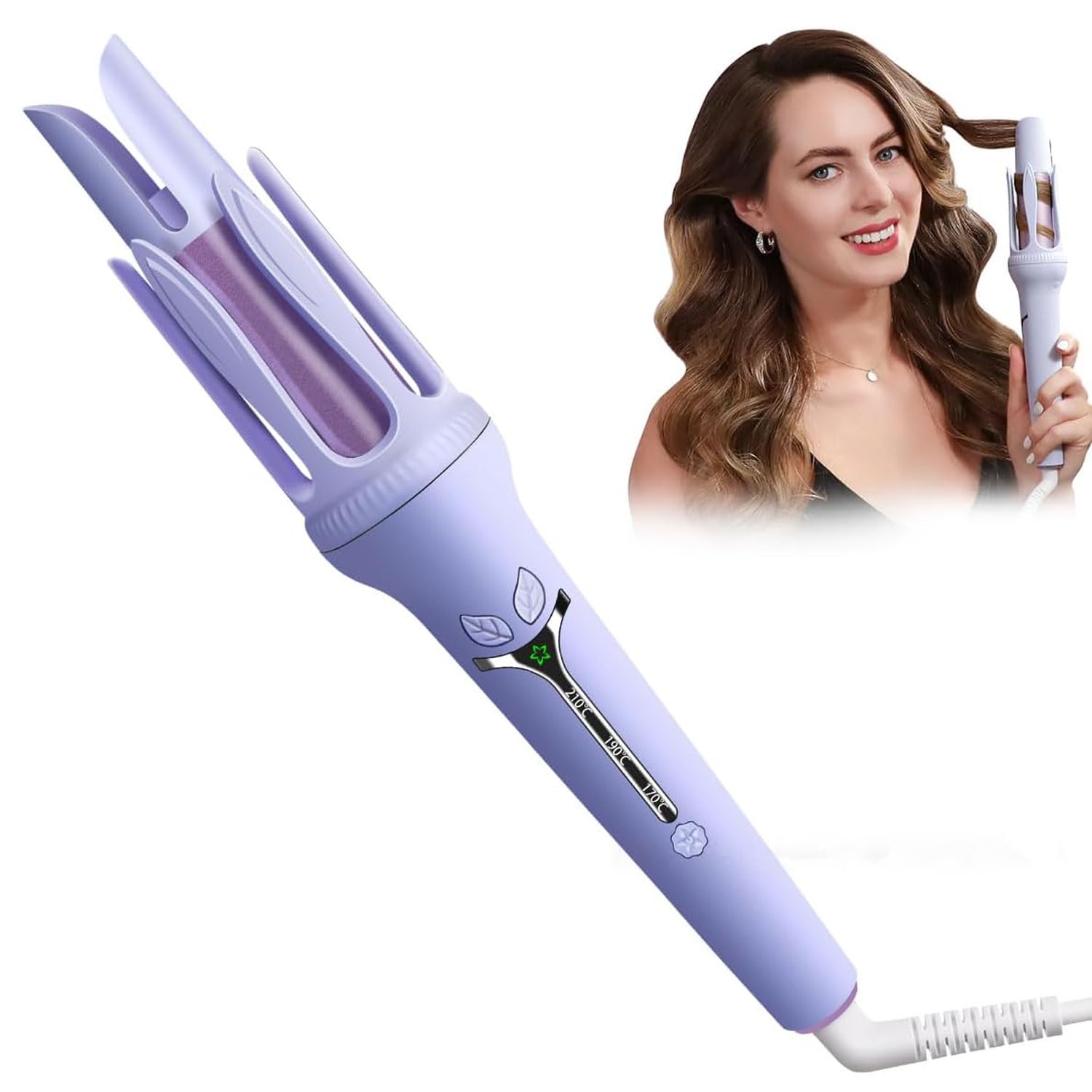 TECHVIDA Automatic Hair Curling Wand,Advanced Petal-shaped Auto Curling Iron 32mm Large Waves,Hair Care Coating,Fast Heating,3 Temperatures control,Multi-Protections,Create Pretty Curls Effortlessly