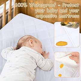 Yoofoss Waterproof Mini Crib Mattress Protector 2 Pack, Quilted Mattress Pad Cover Soft and Breathable, Machine Washable Portable Mattress Protector for Standard Baby Crib Size 38X24