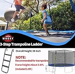 Upgrade Wide-Step Ladder for Trampoline, Heavy-Duty Steel Ladder with Non-Slip Plastic Steps, Durable and Easy Install (Three-Steps)