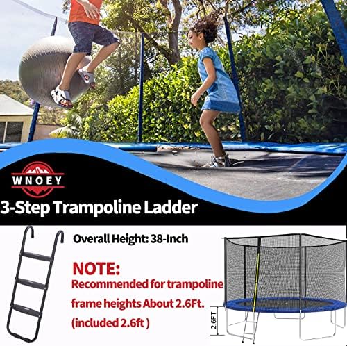Upgrade Wide-Step Ladder for Trampoline, Heavy-Duty Steel Ladder with Non-Slip Plastic Steps, Durable and Easy Install (Three-Steps) - 1