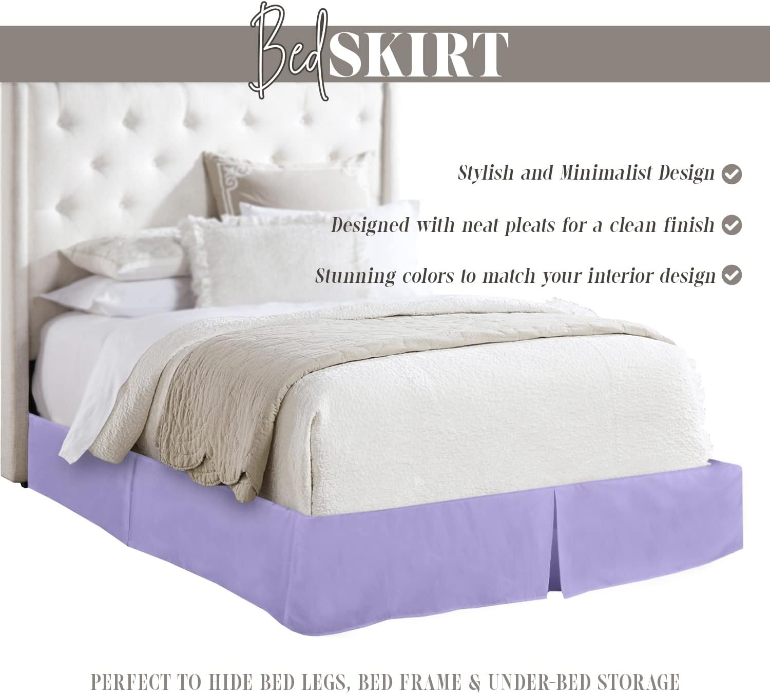 Elegant Comfort 1500 Thread Count Wrinkle & Fade Resistant Egyptian Quality Bed Skirt/Dust Ruffle - Pleated Tailored 14inch Drop, California King, Lilac