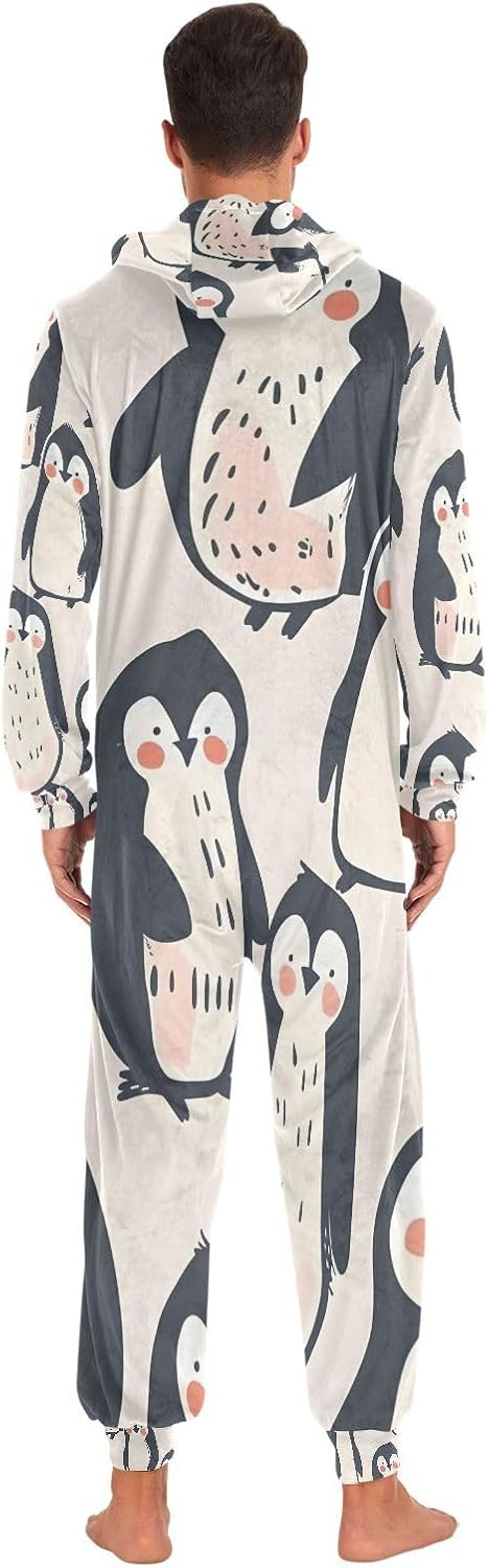 Penguin Beige Adult Onesie Pajamas for Unisex Novelty One Piece Costume Sleepwear
