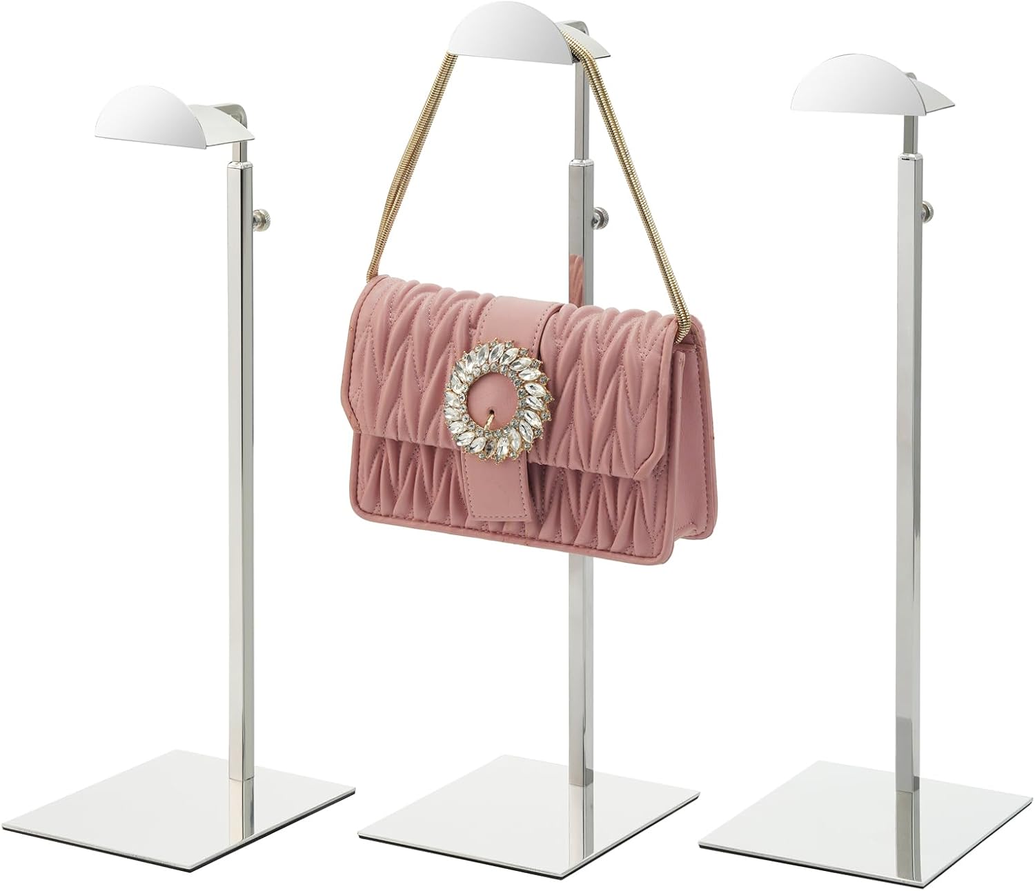 Purse Stands - 3PCS Stainless Steels Hangbag Holder Adjustable Height Purse Display for Retail Luxury Bag Organizer Home Store Boutique Retail Closet