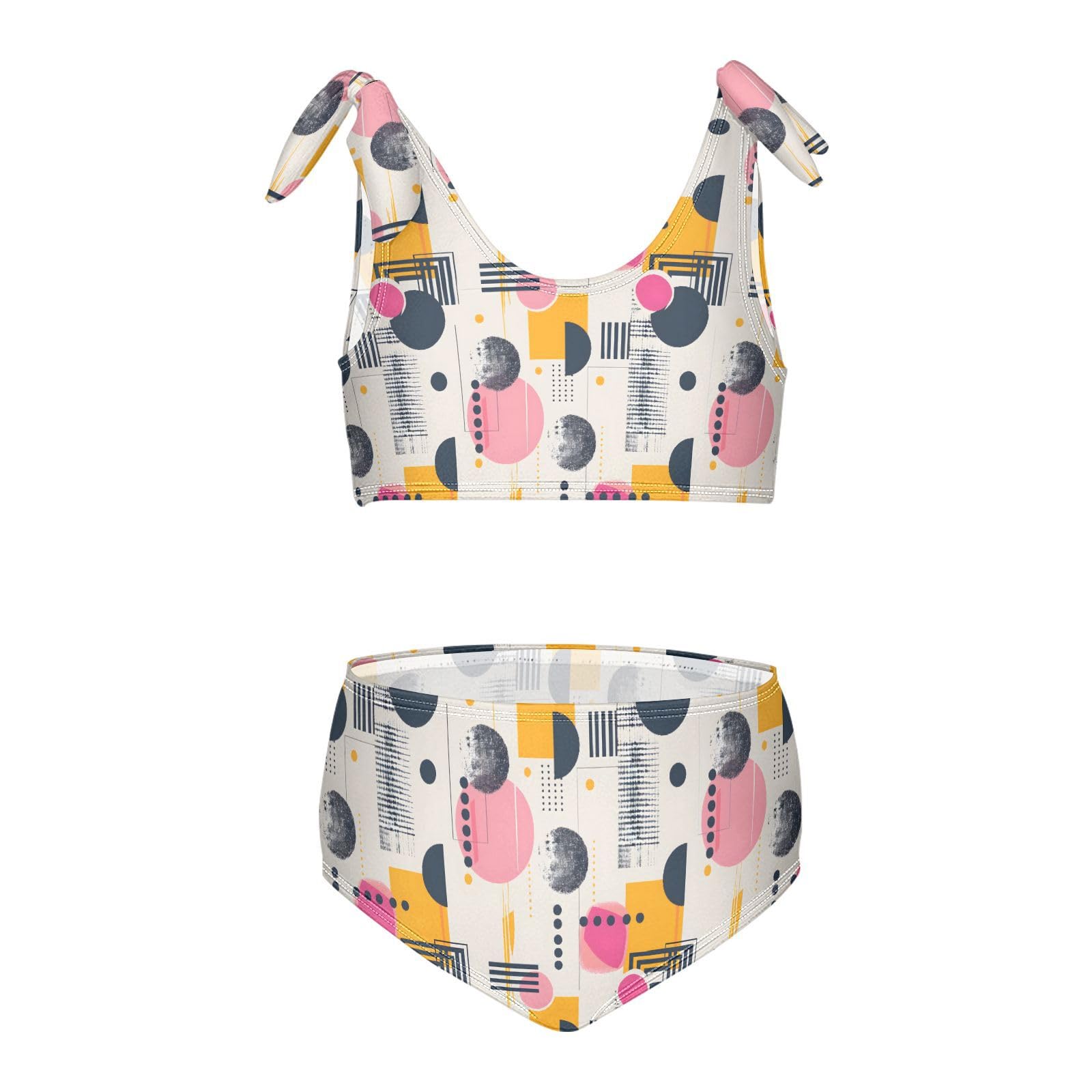 Minimalist Pattern Girls Two Piece Tankini Swimsuits Summer Bathing Suit Beach Swimwear Set, 3T Multicoloured