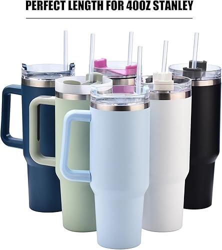 Miniatura 5 de ALINK 12-Pack Reusable Plastic Clear Straws, 13 inch Extra Long Tumbler Straws for Stanley Cups, 1 Gallon, 64 oz 40 oz 32 oz Water Bottles, Plus