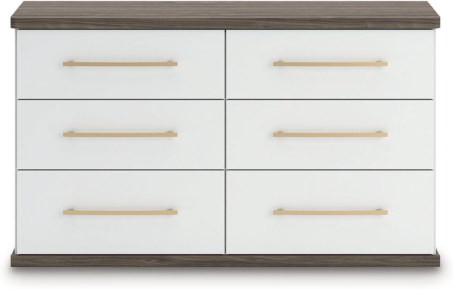 Signature Design by Ashley Nendalane Contemporary 6-Drawer Dresser with Walnut Finish, Dark Brown & White