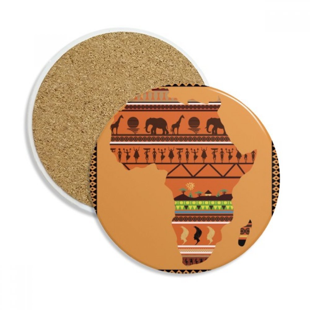 Dessous de verre absorbant en pierre céramique motif Afrique anti-tache pour mug