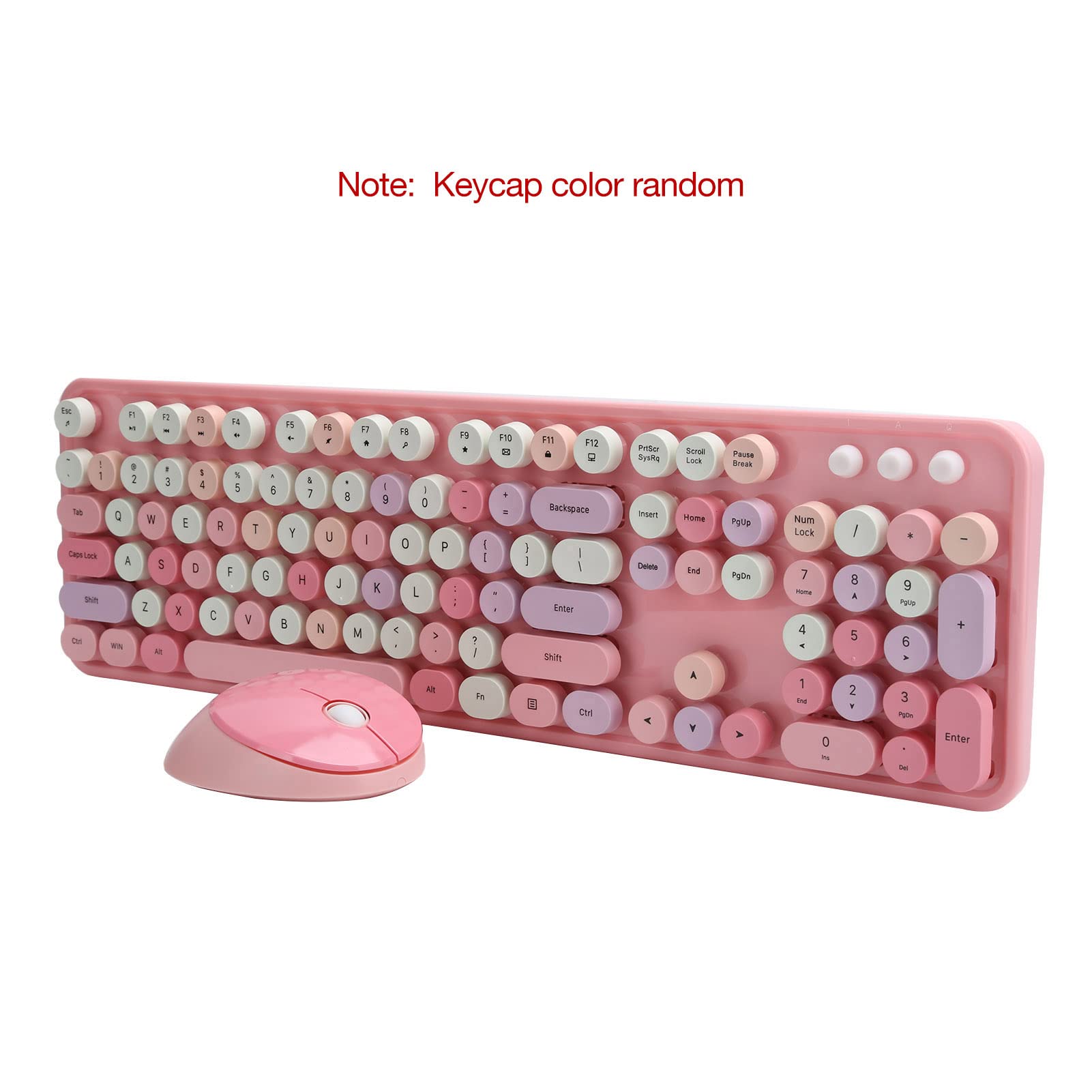Zunate Teclado Inalámbrico, Teclado Mecánico, Juego de Ratón para Computadora de Escritorio para Pc (Tema Rosa)