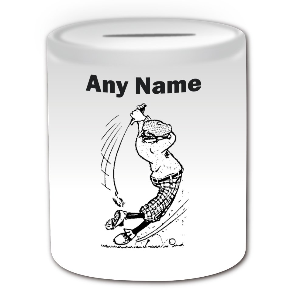 Golf-Spardose Aus Keramik – Personalisierbar, Weißes Sportdesign, Ca. 9,5 Cm Hoch