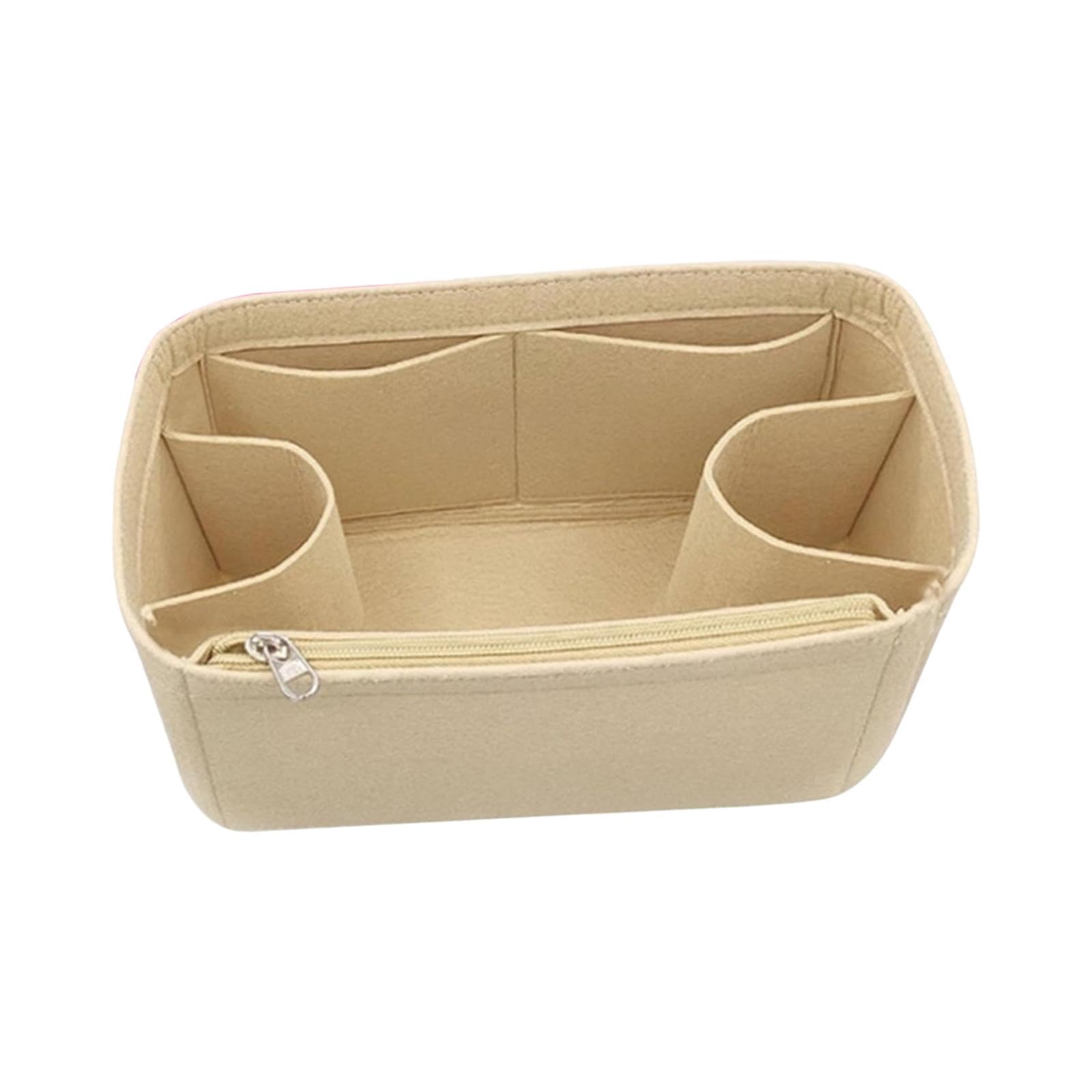 HEAVENGLOW Purse Organizer Insert for Handbags and Tote Bags, Felt Multi Compartment Bag Liner Organizer with Storage Pockets, Light Beige, 34 x 13 x 22 cm-image-11