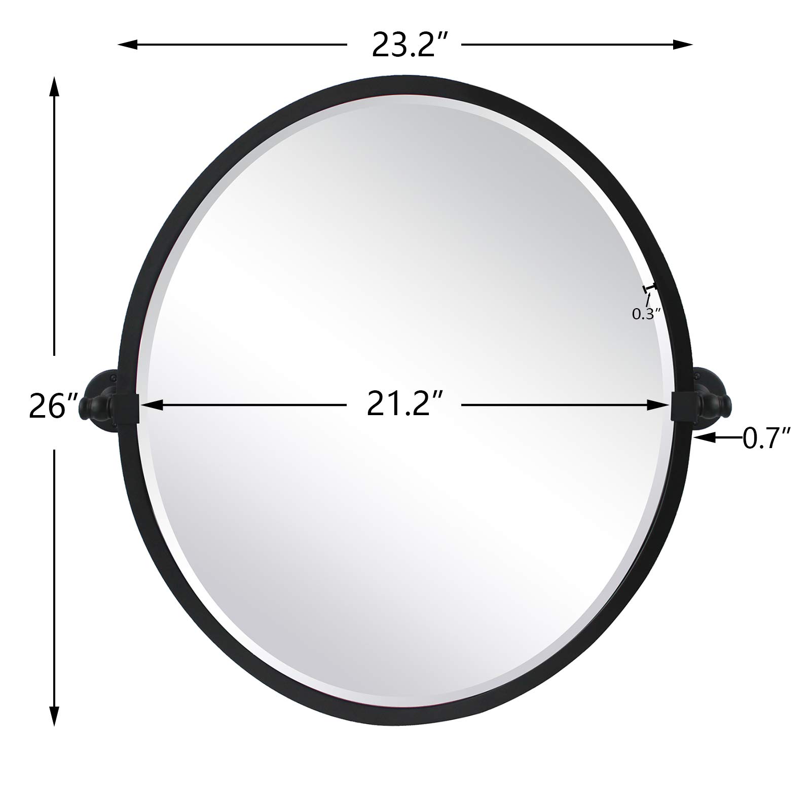 Buy TEHOME 22 x 26 inch Black Metal Framed Pivot Oval Bathroom Mirror