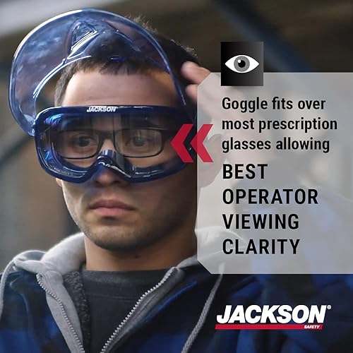Miniatura 6 de Jackson Safety GPL500 - Gafas de alta calidad con protector facial desmontable revestimiento antivaho lente transparente azul 21000