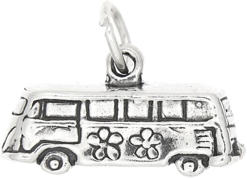 LGU Sterling Silver Oxidized 3D Hippie Groovy Bus Van Charm
