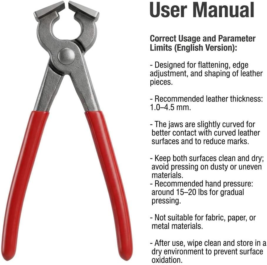 QWORK Flat Pliers Leather Press Pliers, Leather Edge Adjustment Flattening Pliers, DIY Leather Craft Tools for Bag Belt