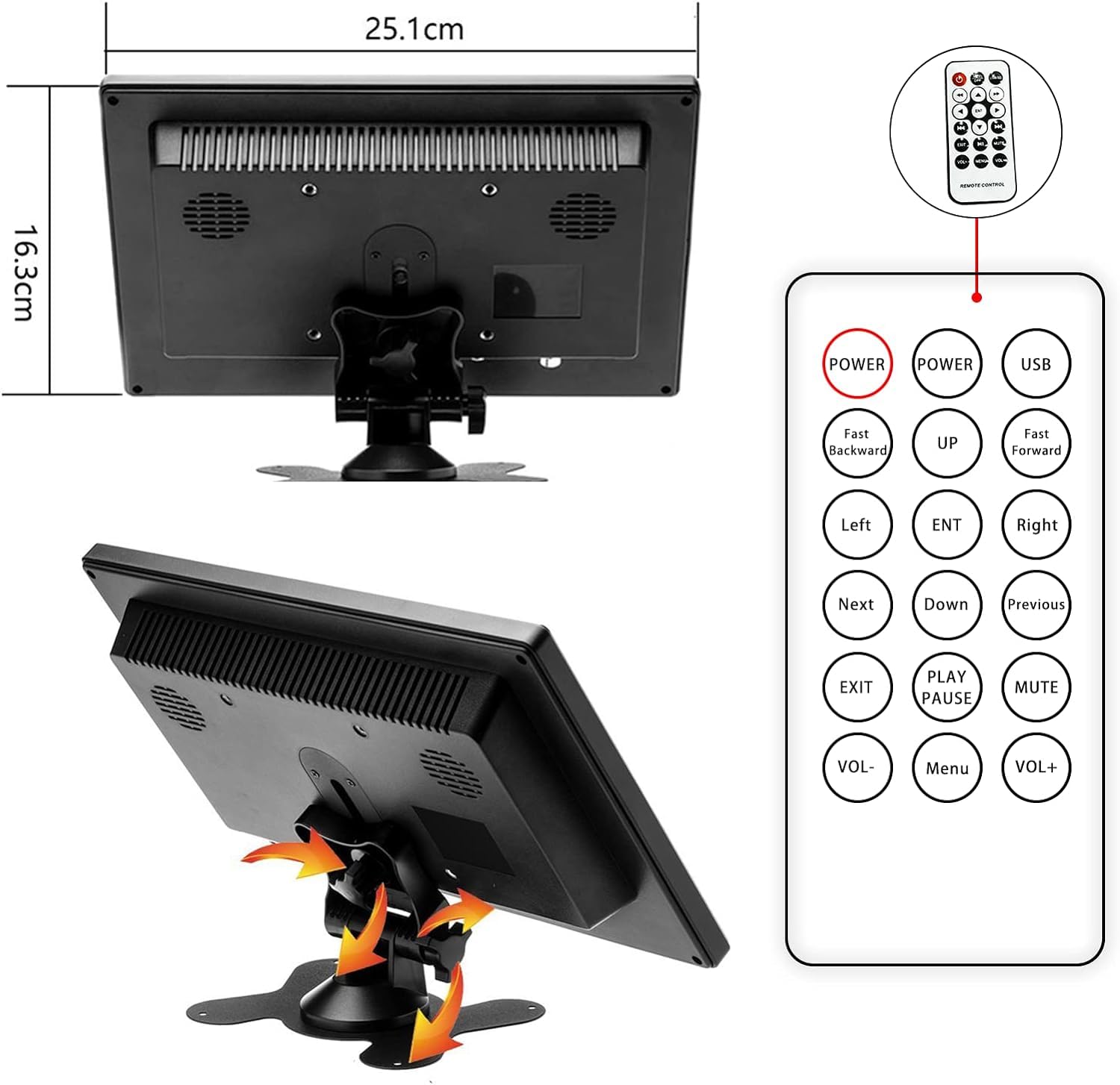 CAMECHO 10.1 Pollici HD CCTV Monitor, LCD a Colori 1024x600 VGA HDMI BNC AVI Ingresso PC DVR Monitor di Backup dell'automobile E schermo di sicurezza domestica