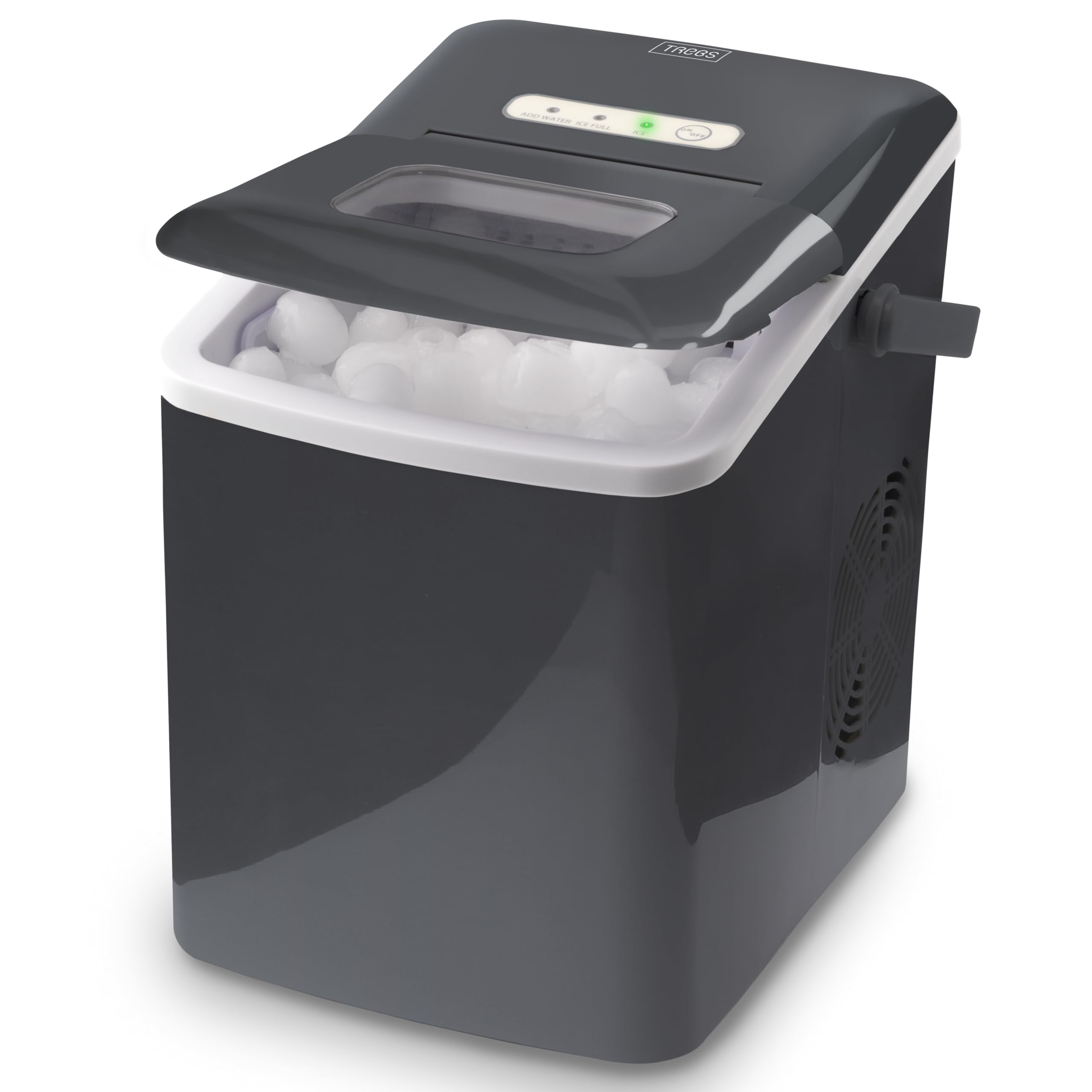 Trebs 99363 - Máquina para hacer cubitos de hielo, 12 kg en 24 horas, depósito de agua de 2 litros, 9 cubitos de hielo por ciclo, apagado automático, accesorios, color negro