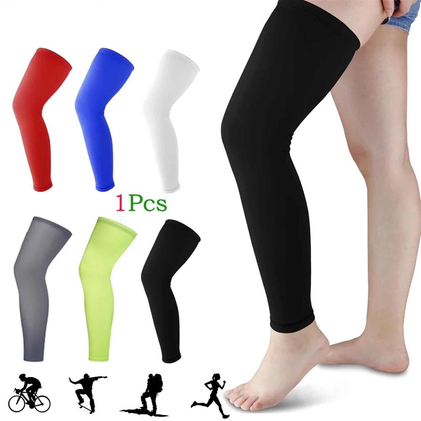 Manicotto a Compressione per Polpacci 1 pezzo di compressione gamba manica manica lunga gamba sport ciclismo maniche gamba for coscia, ginocchio, polpaccio for uomo donna, bici, basket(Gray,S