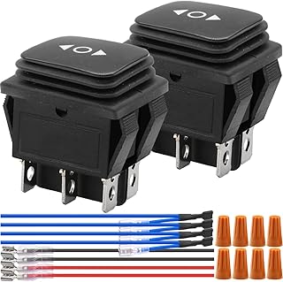 DKARDU Momentary Switch Polarity Reverse Motor Rocker Switch DC12V 10A Boat Jack Control ON/Off/ON DPDT Switch with Wire, 2 PCS 6 Pin Waterproof Button Switch for RV Boat