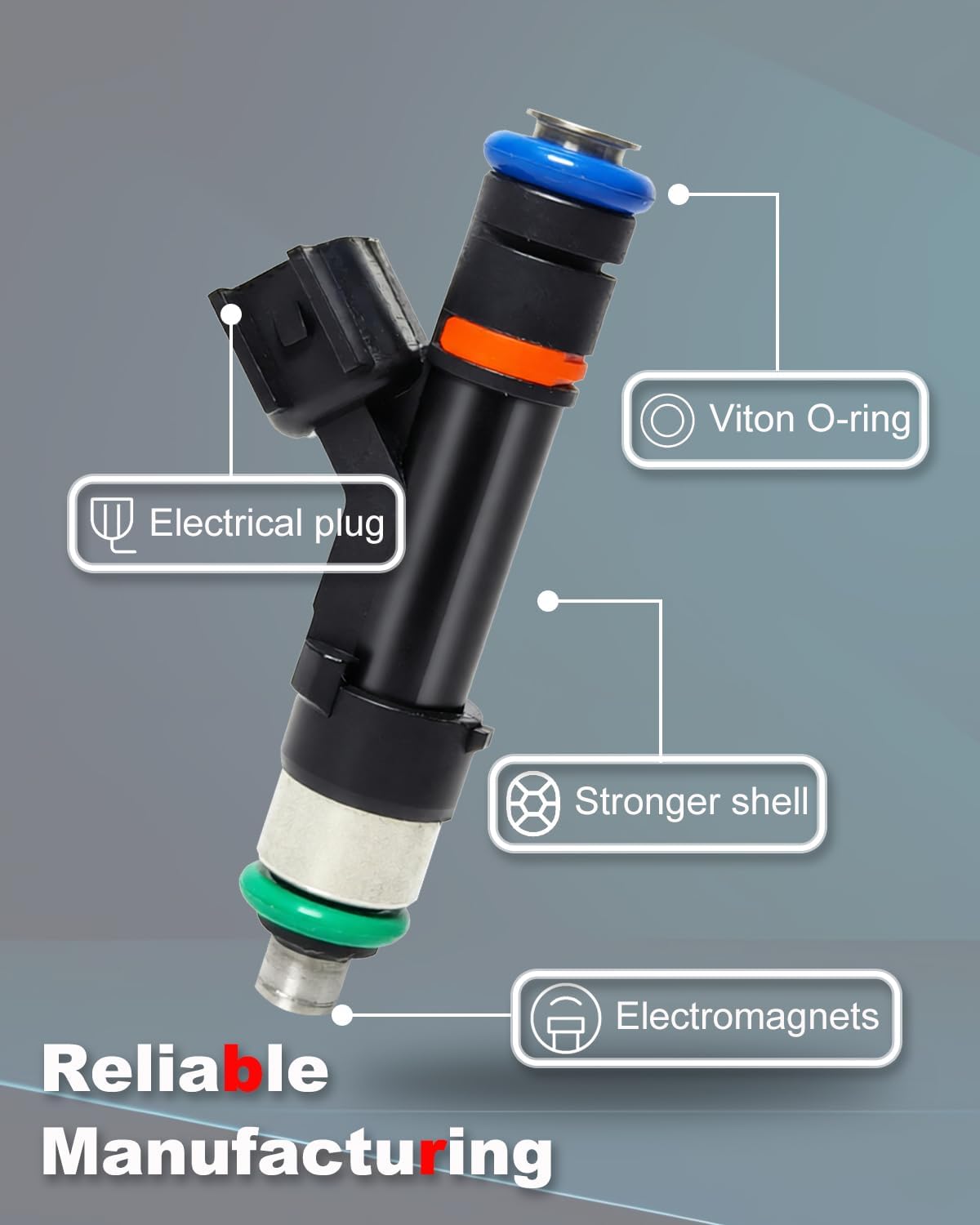 4-Count Fuel Injector Compatible with Ford C-Max 2013-2016, EcoSport 2010/2013-2014, Focus 2008-2011, Fusion 2013-2017 & Lincoln MKZ 2013-2016 - L4 2.0L Replace# FJ993 0280158179 822-11209